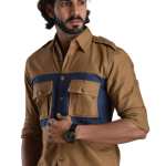 Camel Brown Hunt in Style Shirt | Premium Men's Sportswear | Classic Outdoor Design | Comfortable Cotton Fabric | Size 36-44
